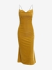 ZAFUL Robe Moulante Côtelée à Bretelle avec Diamant L Deep yellow