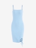 ZAFUL Robe Moulante Côtelée à Lacets L Bleu clair