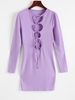 ZAFUL Robe Moulante Côtelée à Lacets S Violet clair