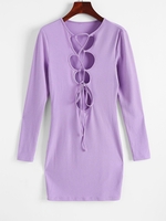 ZAFUL Robe Moulante Côtelée à Lacets S Violet clair