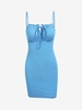 ZAFUL Robe Moulante Côtelée à Volants M Bleu