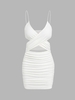 ZAFUL Robe Moulante Côtelée Croisée M Blanc