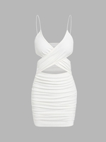 ZAFUL Robe Moulante Côtelée Croisée M Blanc
