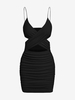 ZAFUL Robe Moulante Côtelée Croisée S Noir