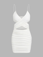 ZAFUL Robe Moulante Côtelée Croisée Xl Blanc