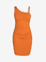 ZAFUL Robe Moulante Côtelée de Grande Taille à Col Oblique