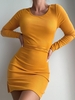 ZAFUL Robe Moulante Côtelée Nouée Ouverte Au Dos M Jaune