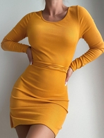 ZAFUL Robe Moulante Côtelée Nouée Ouverte Au Dos M Jaune