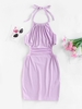 ZAFUL Robe Moulante Découpée Côtelée à Col Halter M Violet clair