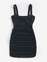 ZAFUL Robe Moulante Découpée Tordue en Avant à Volants S Noir