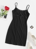 ZAFUL Robe Moulante Evidée Côtelée en Dentelle Insérée L Noir