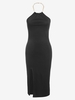 ZAFUL Robe Moulante Fendue à Chaîne sans Dos à Col Halter M Noir