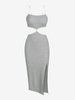 ZAFUL Robe Moulante Fendue Contrastée S Gris clair