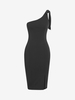 ZAFUL Robe Moulante Fendue Nouée à Une Epaule M Noir