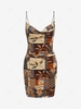 ZAFUL Robe Moulante Jointive Imprimée à Bretelle S Café lumière