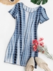 ZAFUL Robe Moulante Nombre Teintée Imprimée avec Festonnée Xl Bleu