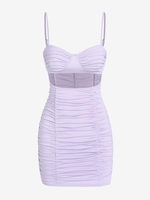ZAFUL Robe Moulante Plissée Découpée M Violet clair