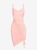 ZAFUL Robe Moulante Plissée sans Dos S Rose clair