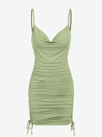ZAFUL Robe Moulante Sanglée à Col Bénitier S Vert clair