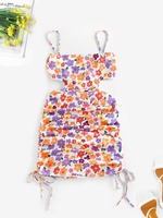 ZAFUL Robe Moulante Sanglée à Imprimé Fleurie sans Dos M
