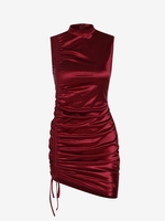 ZAFUL Robe Moulante Sanglée en Satin L Rouge foncé