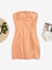 ZAFUL Robe Moulante Tube Fendue en Avant L Orange clair