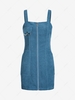 ZAFUL Robe Moulante Zip en Avant en Velours Côtelé avec Poche S Bleu