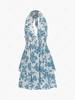 ZAFUL Robe Nouée à Imprimé Fleurie à Col Halter à Volants M Bleu