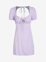 ZAFUL Robe Nouée Fleurie Ouverte Au Dos avec Trou de Serrure M Violet clair
