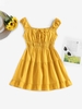 ZAFUL Robe Nouée Plissée à Volants M Deep yellow