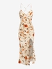 ZAFUL Robe Nuisette Moulante Fendue Fleur S Café lumière