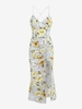 ZAFUL Robe Nuisette Moulante Fendue Fleur Xl Gris clair