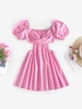 ZAFUL Robe Patineuse Découpée à Manches Bouffantes à Volants S Rose clair