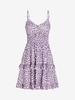 ZAFUL Robe Plissée à Imprimé Fleur à Volants S Violet clair