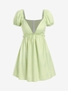 ZAFUL Robe Plissée à Manches Bouffantes L Vert clair