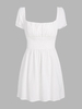 ZAFUL Robe Plissée Au Dos à Manches Bouffantes avec Nœud Papillon M Blanc