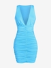 ZAFUL Robe Plissée Plongeante M Bleu clair
