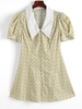 ZAFUL Robe Rétro Feuille Gaufrée Manches Gigot à Col Plat S Jaune clair