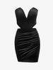 ZAFUL Robe sans Bretelle Tulipe Découpée en Velours L Noir