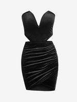 ZAFUL Robe sans Bretelle Tulipe Découpée en Velours L Noir