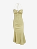 ZAFUL Robe Sirène Mi-Longue en Satin à Col Halter L Jaune clair