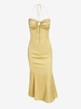 ZAFUL Robe Sirène Mi-Longue en Satin à Col Halter S Jaune clair