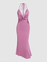 ZAFUL Robe Sirène Soyeuse Nouée Ouverte Au Dos M Violet clair