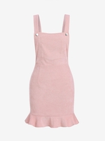 ZAFUL Robe Sirène Tablier en Velours Côtelé S Rose clair