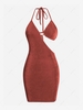ZAFUL Robe Soutien-Gorge Fluide Découpé sans Dos à Col Halter L Café profond