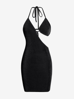 ZAFUL Robe Soutien-Gorge Fluide Découpé sans Dos à Col Halter M Noir