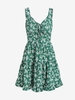 ZAFUL Robe Superposée à Imprimé Fleur à Volants M Vert