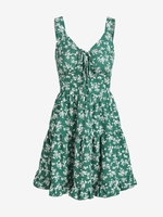 ZAFUL Robe Superposée à Imprimé Fleur à Volants M Vert