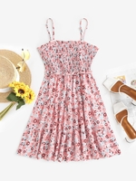 ZAFUL Robe Superposée à Imprimé Fleur à Volants S Rose clair