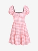 ZAFUL Robe Superposée à Manches Bouffantes en Vichy S Rose clair